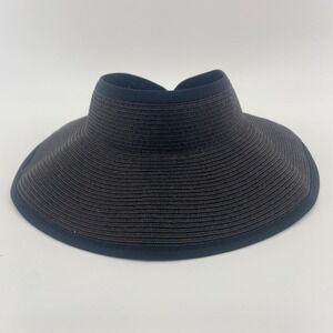 Unbranded Sun Visor Women OS Black Woven Wide Brim Roll Up Packable Adjustable